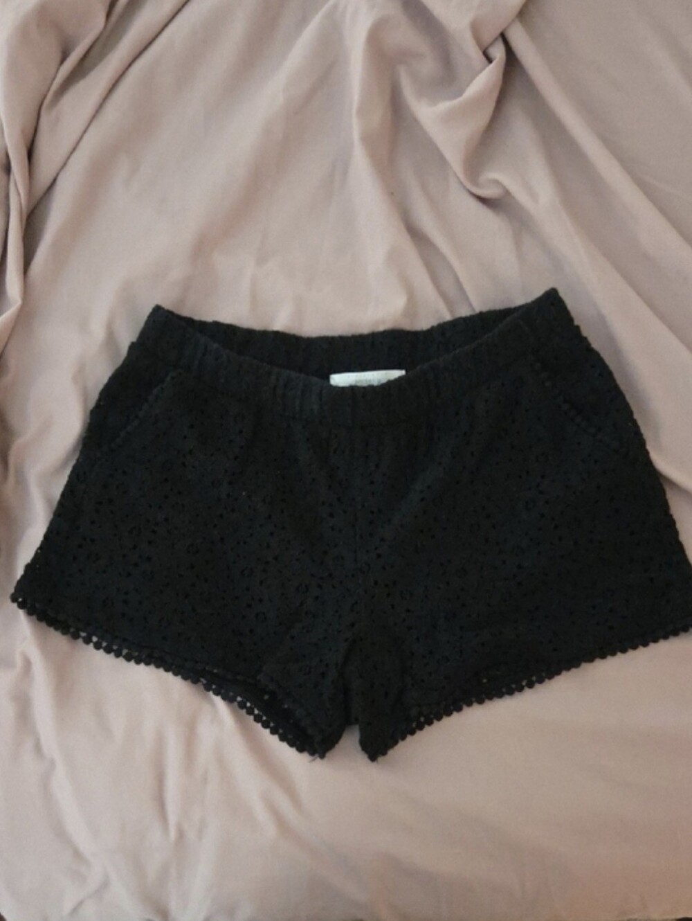 Streetwear Society Black Eyelet High-Rise Shorts
